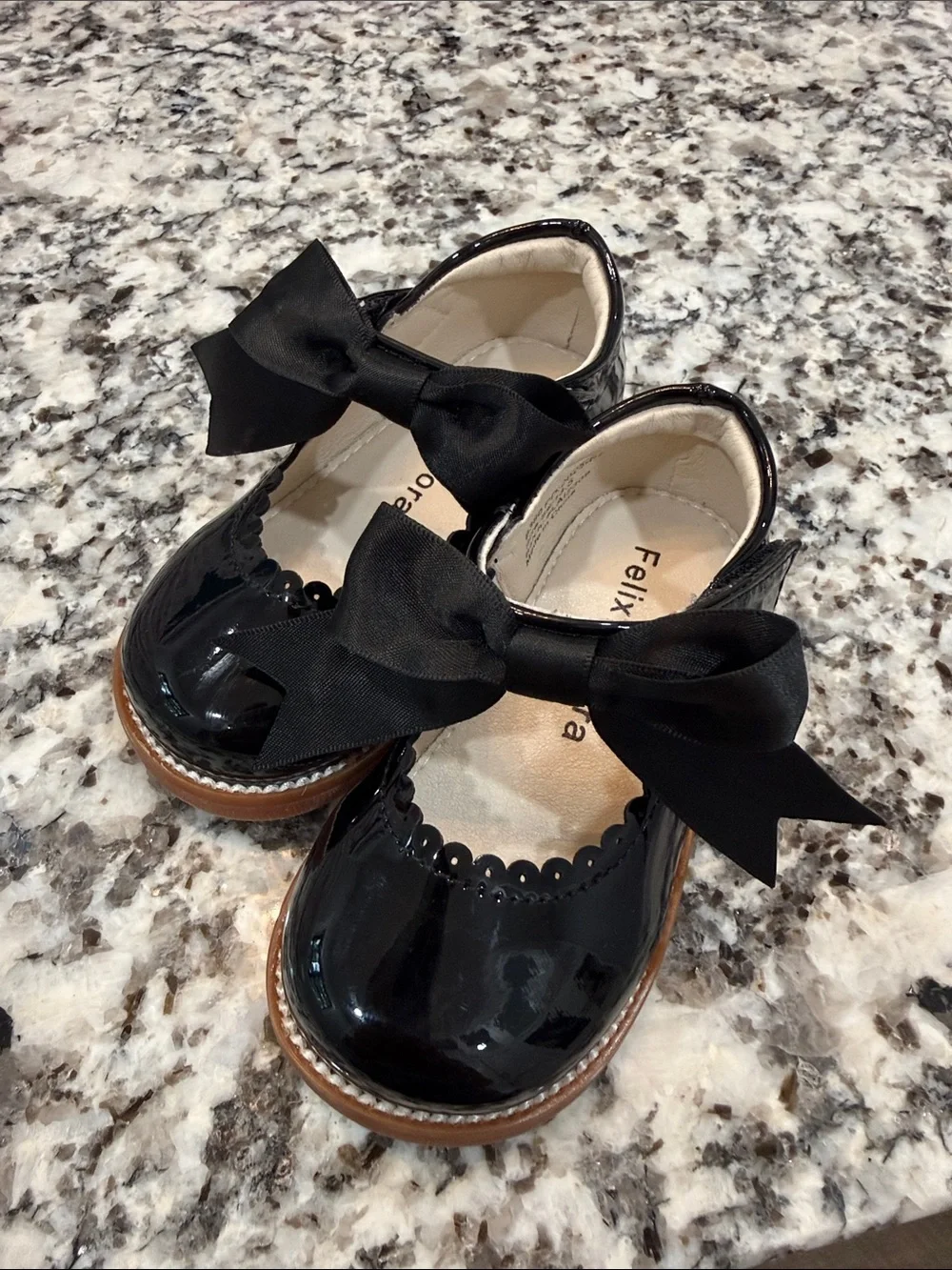 Felix & Flora Black Patent Girls' Bow Dress Shoes